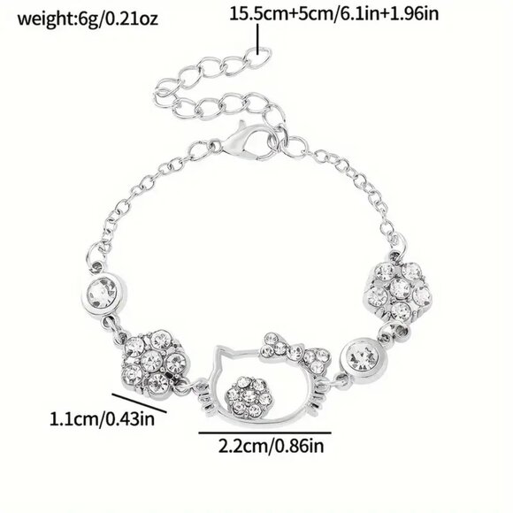 Hello Kitty Silver Bracelet with Crystals - Picture 6 of 7